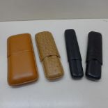 Two Cohiba leather cigar cases and two other leather cigar cases - all generally good