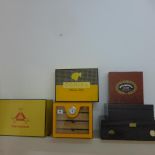 Four cigar humidors and two boxes - trays missing to Montecristo - some wear to all but reasonably