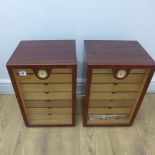 A pair of rosewood effect modern seven drawer cigar humidors - Height 50cm x 33cm x 28cm -