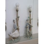 Two Lladro musician table lights - Height 51cm - both good - will need rewiring