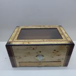 A burr wood effect cigar humidor with a base drawer - Height 18cm x 35cm x 55cm