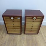 A pair of rosewood effect modern seven drawer cigar humidors - Height 50cm x 33cm x 28cm -