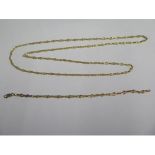 An 18ct yellow gold 80cm chain and a matching 21cm bracelet with a 14ct and an 18ct clasp - approx