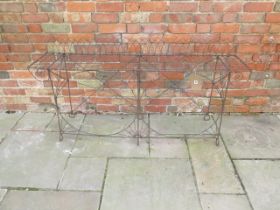 A large Victorian wirework plant stand - Width 158cm x Depth 40cm x Height 73cm