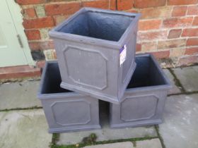 Three Apta slate grey cube planters - Height 32cm - RRP £119.97