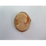 A 14ct yellow gold cameo brooch - Height 3.5cm - approx weight 4.4 grams - some bending to mount