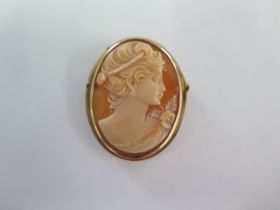 A 14ct yellow gold cameo brooch - Height 3.5cm - approx weight 4.4 grams - some bending to mount