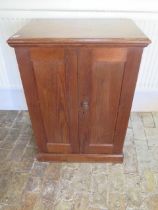 A 19th century pitch pine cupboard with two panelled doors and three internal shelves 92 cm tall x