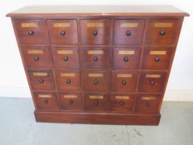 A mahogany twenty drawer apothecary/chemist/alchemy chest - made by a local craftsman to a high