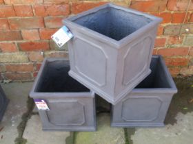 Three Apta slate grey cube planters - Height 32cm - RRP £119.97