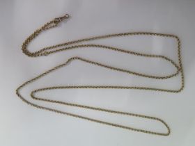 A 9ct yellow gold belcher chain - Length 148cm - with a loose clasp - total weight approx 27.2 grams