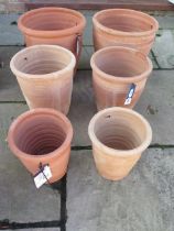 Three pairs of Apta terracotta planters - 33cm , 30cm 25cm tall - RRP £85.94