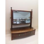 A 19th century mahogany dressing mirror with two trinket drawers - Height 50cm x Width 45cm