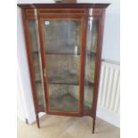 An Edwardian inlaid mahogany corner display cabinet with a single door - Height 138cm x Width 75cm -