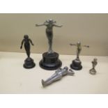 A collection of five figural car mascots - Tallest 22cm