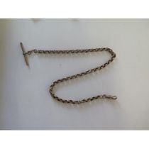 A 9ct yellow gold watch chain - Length 36cm - weight approx 18.7 grams - some wear but catch good