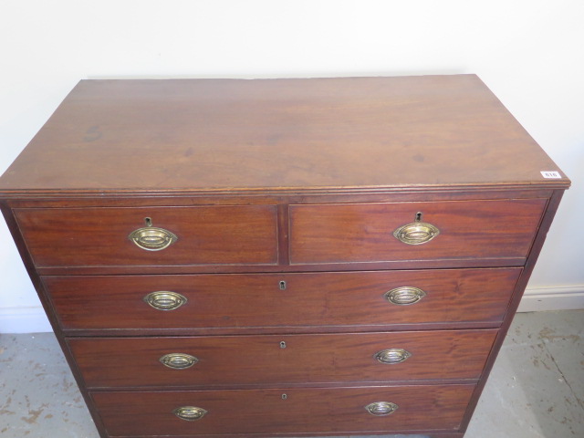 A Georgian mahogany five drawer chest on bracket feet - Height 101cm x 105cm x 51cm - Image 2 of 3