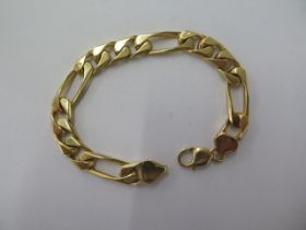 A 9ct yellow gold hallmarked bracelet 22cm long - approx weight 39 grams - clasp good, some small