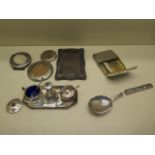 A Victorian silver broken spoon London 1883/84 - Length 20cm - a silver cigarette case, a silver