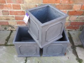 Three Apta slate grey cube planters - RRP £74.97