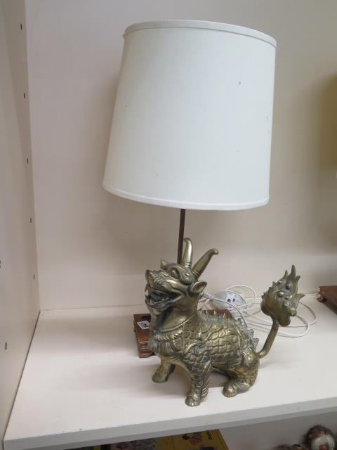 A table lamp in the form of a dragon