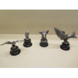 Four car mascots - Salmon, Cow, Owl and Eagle - Tallest 14cm