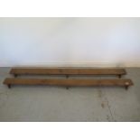 A pair of stripped pine bench foot rests - Height 11cm x 198cm x 13cm