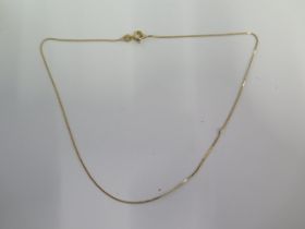 A 9ct yellow gold 36cm chain - approx weight 1.4 grams - clasp good