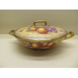 An Orb Malvern fruit decorated lidded tureen signed Paul D English - Width 28cm - in good condition