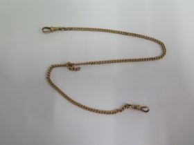 A 9ct yellow gold double albert watch chain missing bar - 35cm long - approx weight 5.9 grams -