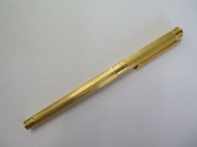 A Mont Blanc plated cartridge ink pen - Length 14cm - working, some slight wear to plate