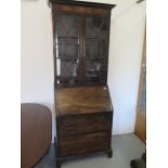 A slim mahogany bureau bookcase - Width 76cm x Height 206cm