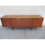 A H McIntosh & Co Ltd teak sideboard with three drawers and three cupboard doors - Height 74cm x