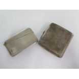 A silver cigarette case and a silver card case - approx weight 3.94 troy oz