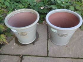A pair of JC & Co Garden Ware antique grey glazed planters - Height 35cm - RRP £99.98