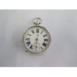 A silver top wind pocket watch - 53mm case - generally good, running order