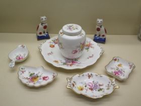 Six pieces of Royal Crown Derby Derby Posies China ware - all good and a pair of Staffordshire