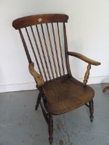 A 19th century ash and elm Windsor chair