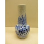 An Oriental blue and white crackle glaze vase - Height 20cm - impressed mark to base, generally good