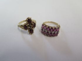 Two 9ct yellow gold rings sizes N and O/P - total weight approx 7.8 grams - both good