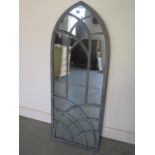 A rustic metal outdoor garden mirror - Height 120cm x Width 45cm