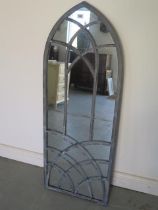 A rustic metal outdoor garden mirror - Height 120cm x Width 45cm