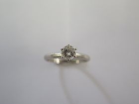 An 850 platinum diamond solitaire ring - diamond weight approx 0.46ct - cut to shank - approx weight