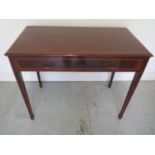 An Edwardian mahogany and crossbanded side table - in good condition - Width 93cm x Depth 50cm x