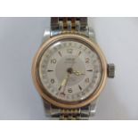 An Oris bi metal Automatic pointer date gents wristwatch 7551 23-09593 reverse exposed movement -