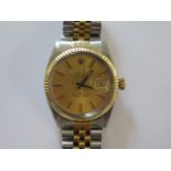 A Rolex Oyster Perpetual Datejust bimetal 1983 gents bracelet wristwatch - model 16013 case
