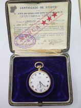 A Longines 18ct yellow gold pocket watch - Longines, three star, fully jewelled lever movement,