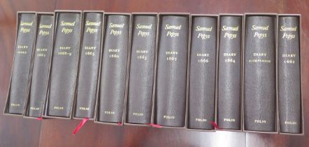 Eleven volumes of Samuel Pepys Diary by The Folio Society - online price £932 - in good condition