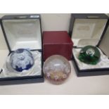 Two boxed Caithness paperweights and one other