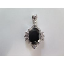 A 9ct white gold black spinel pendant - Length 4cm - approx weight 10.7 grams - in good condition,